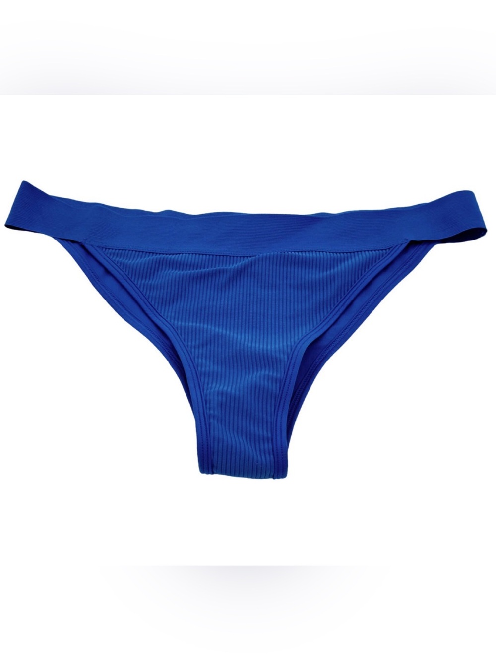 NEW FRANKIES BIKINIS FREE PEOPLE BLUE RIBBED BIKINI SWIMSUIT BOTTOM SZ LARGE